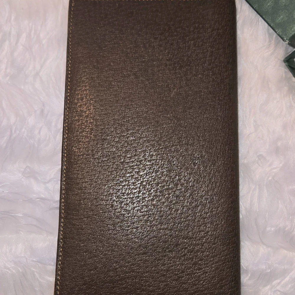 Gucci Vintage Brown Leather Long Bifold RARE Find Men's Breast Pocket Wallet